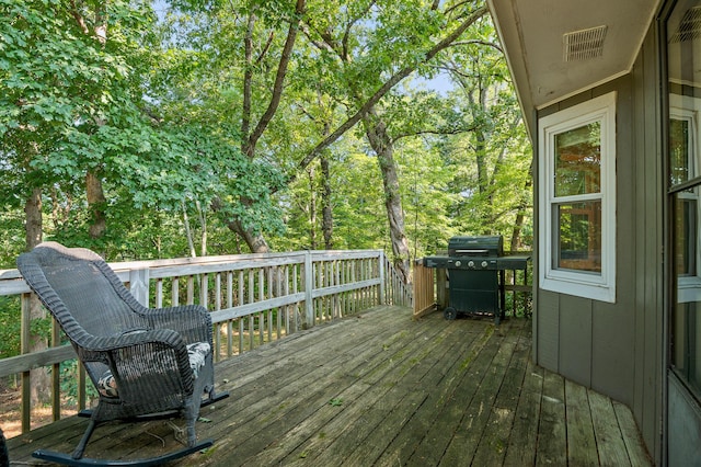 1303 Rockdale Ln, Hixson, TN 37343 - wooden terrace with area for grilling