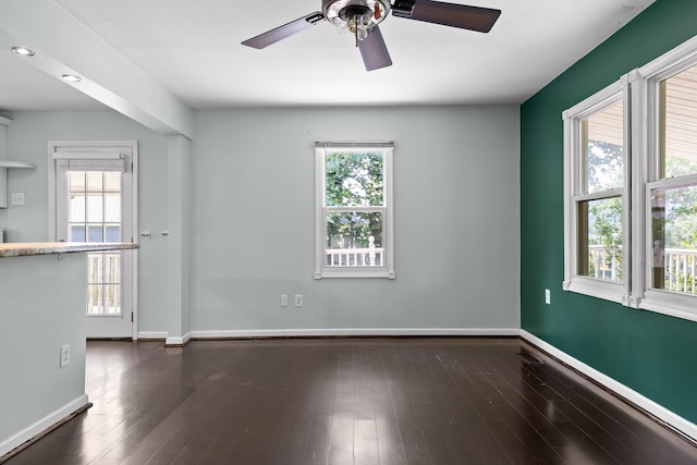 702 Runyan Dr, Chattanooga, TN 37405 - empty room featuring ceiling fan, plenty of natural light, and dark wood-style floors
