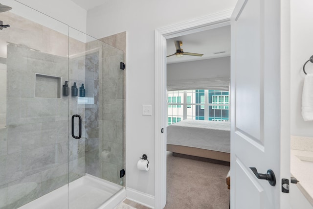 1476 Chatt City Way, Chattanooga, TN 37408 - full bathroom featuring connected bathroom, a stall shower, and a ceiling fan