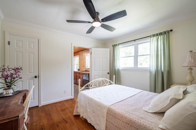 3707 Norma Dr, Chattanooga, TN 37412 - bedroom featuring hardwood / wood-style flooring, ornamental molding, and ceiling fan