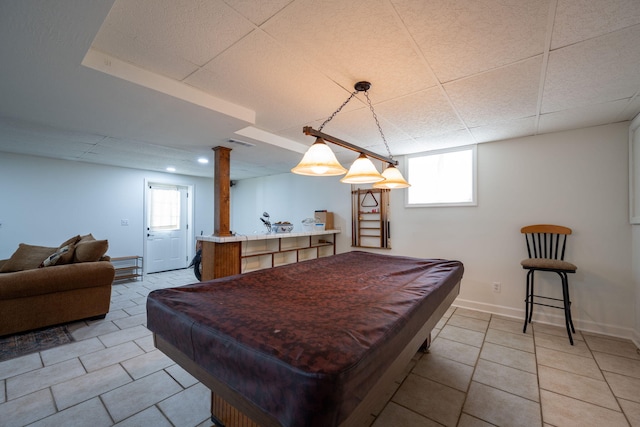 3707 Norma Dr, Chattanooga, TN 37412 - playroom with light tile patterned floors, pool table, a drop ceiling, and recessed lighting