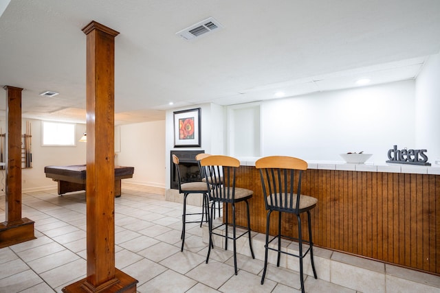3707 Norma Dr, Chattanooga, TN 37412 - indoor bar featuring pool table, recessed lighting, and light tile patterned floors
