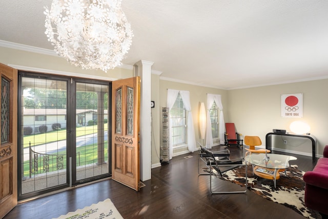 100 Pine Cone Ln, Chattanooga, TN 37415 - entrance foyer featuring a chandelier, ornamental molding, wood finished floors, and french doors