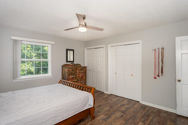100 Pine Cone Ln, Chattanooga, TN 37415 - bedroom featuring dark wood-style flooring, multiple closets, and ceiling fan