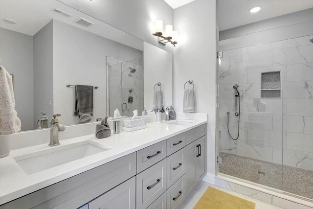 280 W 16th St, Chattanooga, TN 37408 - full bathroom featuring a stall shower, double vanity, and recessed lighting