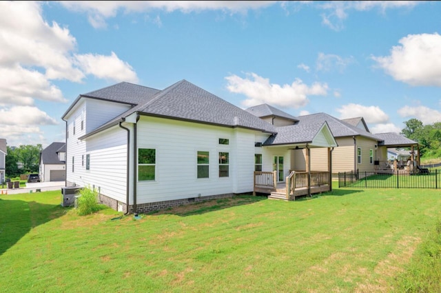 8340 Snowdrop Way, Ooltewah, TN 37363 - rear view of house with a wooden deck and roof with shingles