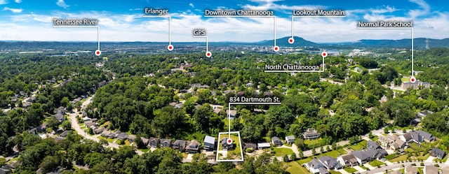834 Dartmouth St, Chattanooga, TN 37405 - aerial view of property's location with property boundaries highlighted