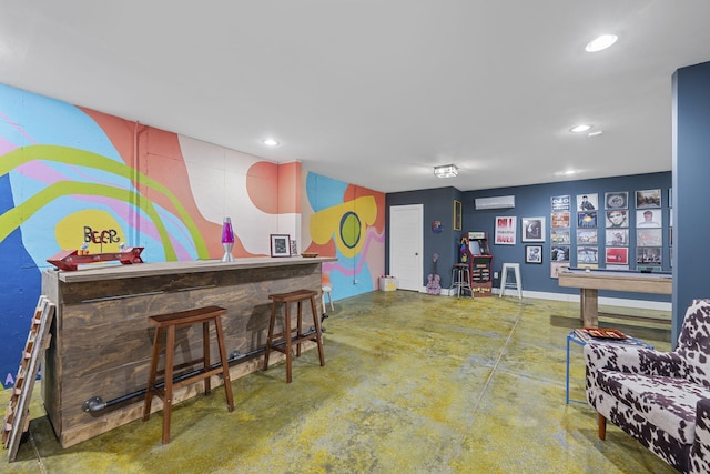 834 Dartmouth St, Chattanooga, TN 37405 - indoor dry bar featuring concrete flooring, recessed lighting, and a wall mounted AC