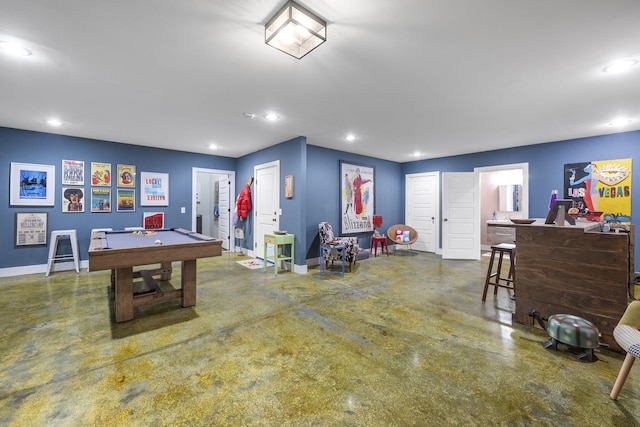 834 Dartmouth St, Chattanooga, TN 37405 - recreation room with concrete flooring, pool table, and recessed lighting