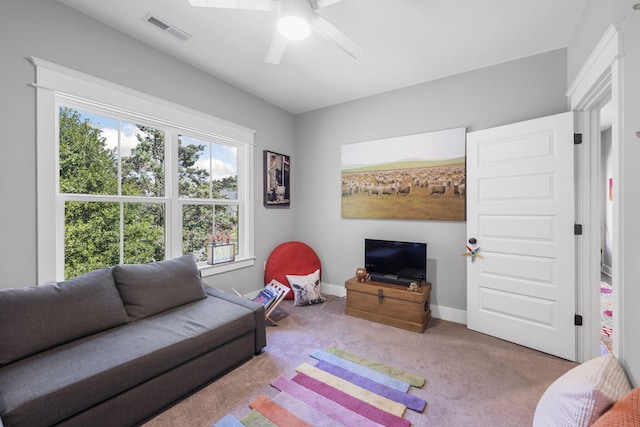 834 Dartmouth St, Chattanooga, TN 37405 - carpeted living area with ceiling fan and baseboards