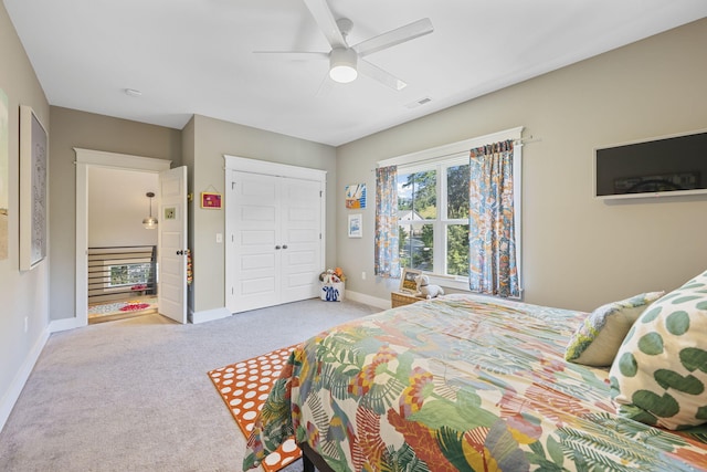 834 Dartmouth St, Chattanooga, TN 37405 - carpeted bedroom featuring a ceiling fan and a closet
