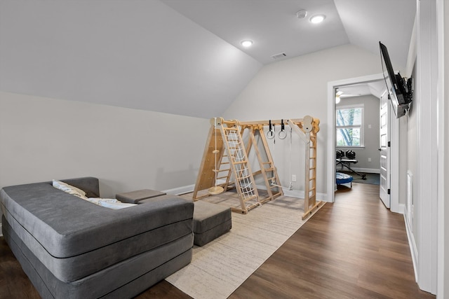 596 Nature Trl, Soddy Daisy, TN 37379 - living area with vaulted ceiling and wood finished floors