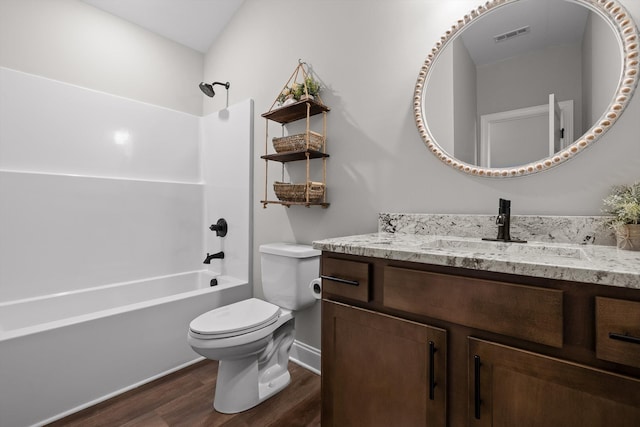 596 Nature Trl, Soddy Daisy, TN 37379 - bathroom with wood finished floors, vanity, and shower / tub combination