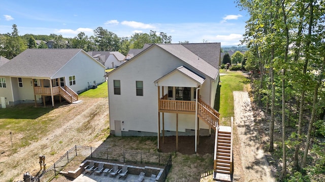 596 Nature Trl, Soddy Daisy, TN 37379 - back of house with stairs, crawl space, and a deck