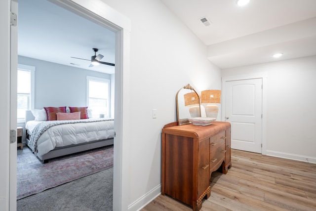 8520 Kensley Ln, Hixson, TN 37343 - bedroom with light wood-style floors, recessed lighting, and ceiling fan