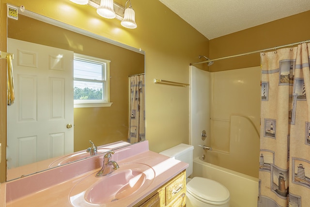 6134 Blue Ash Dr, Ooltewah, TN 37363 - full bath with vanity, shower / tub combo with curtain, and a textured ceiling