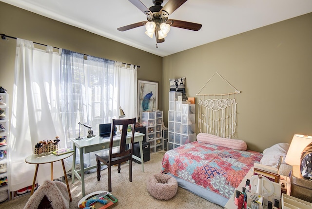 5215 Austin Rd, Hixson, TN 37343 - bedroom featuring carpet, an office area, and ceiling fan