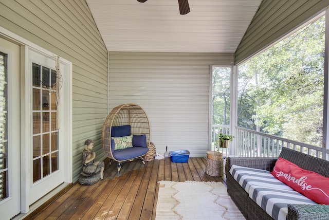 5215 Austin Rd, Hixson, TN 37343 - wooden deck with an outdoor hangout area and ceiling fan