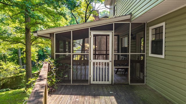 6515 Lake Shadows Cir, Hixson, TN 37343 - wooden terrace with a sunroom