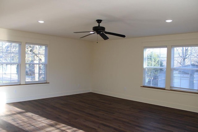 6248 Old Dunlap Rd, Whitwell, TN 37397 - spare room with dark wood-style floors, recessed lighting, and a ceiling fan