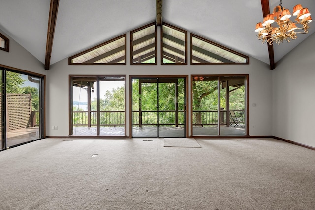 4128 Hamill Rd, Hixson, TN 37343 - unfurnished living room featuring carpet flooring and a chandelier