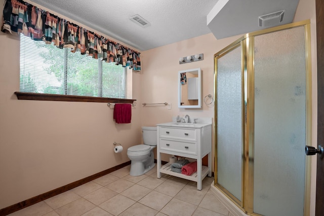4128 Hamill Rd, Hixson, TN 37343 - full bathroom with a stall shower, vanity, tile patterned flooring, and a textured ceiling