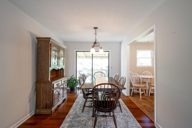 1107 Copperwood Dr, Hixson, TN 37343 - dining space with a chandelier, healthy amount of natural light, and dark wood-type flooring