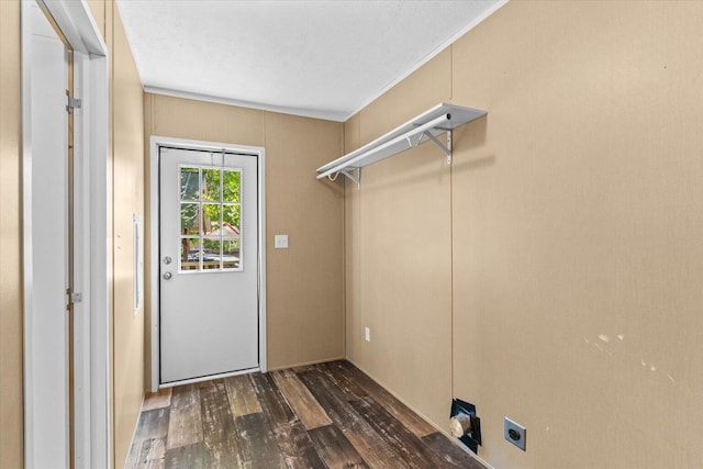 1483 Resaca Lafayette Rd NW, Resaca, GA 30735 - laundry room with electric dryer hookup, dark wood-style flooring, and ornamental molding
