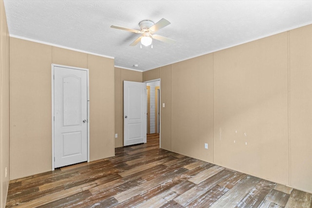 1483 Resaca Lafayette Rd NW, Resaca, GA 30735 - unfurnished bedroom with wood-type flooring, crown molding, a ceiling fan, and a textured ceiling