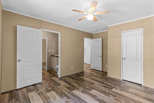 1483 Resaca Lafayette Rd NW, Resaca, GA 30735 - unfurnished bedroom with wood finished floors, crown molding, a textured ceiling, and ceiling fan
