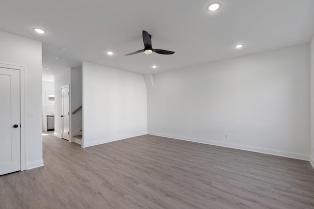 1306 Top St, Chattanooga, TN 37408 - empty room featuring a ceiling fan, recessed lighting, and wood finished floors