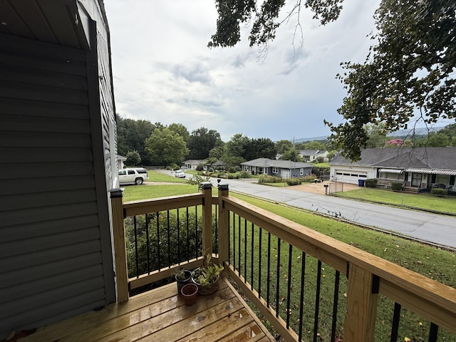 4806 Orchard View Dr, Chattanooga, TN 37415 - wooden deck with a residential view and a lawn