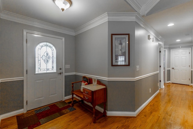 212 Cox Ln, Soddy Daisy, TN 37379 - foyer with wood finished floors, ornamental molding, and recessed lighting