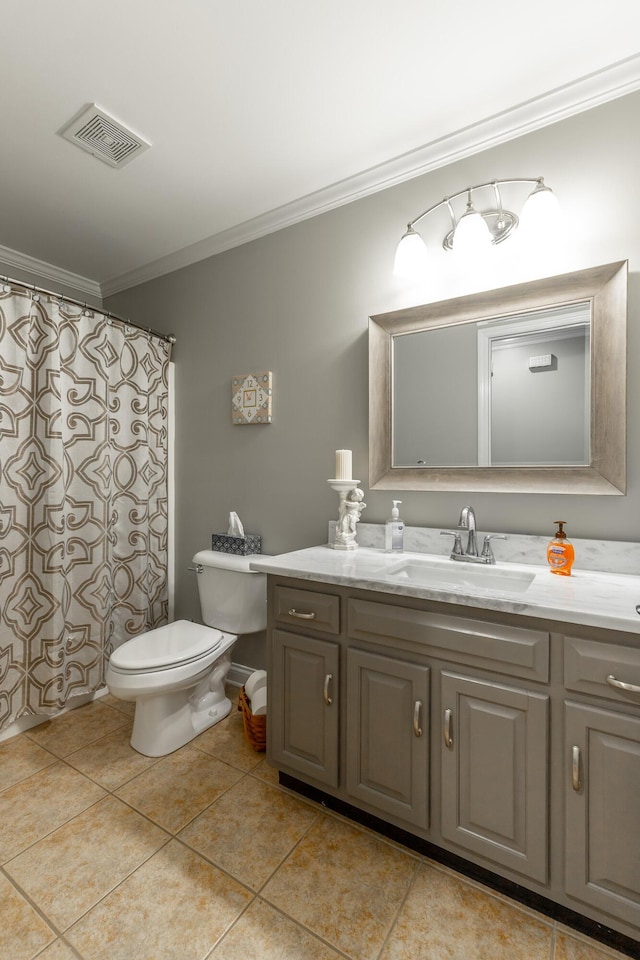212 Cox Ln, Soddy Daisy, TN 37379 - bathroom featuring ornamental molding, vanity, and tile patterned floors