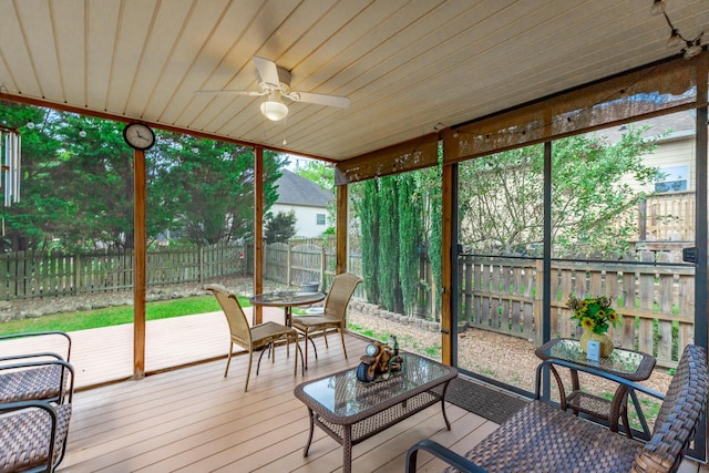 212 Cox Ln, Soddy Daisy, TN 37379 - sunroom featuring a ceiling fan, healthy amount of natural light, and outdoor dining area