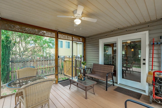 212 Cox Ln, Soddy Daisy, TN 37379 - sunroom with ceiling fan and outdoor dining area