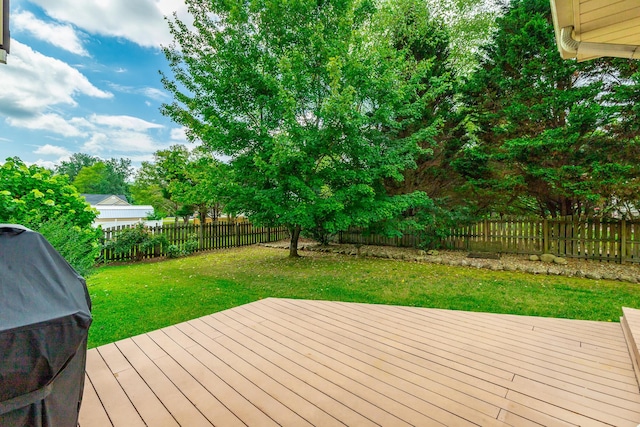 212 Cox Ln, Soddy Daisy, TN 37379 - wooden terrace featuring a fenced backyard and area for grilling
