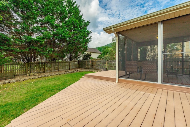 212 Cox Ln, Soddy Daisy, TN 37379 - deck with a fenced backyard and a sunroom