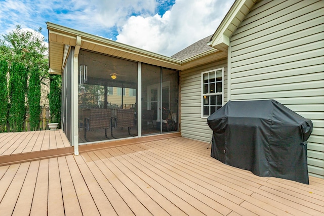 212 Cox Ln, Soddy Daisy, TN 37379 - deck featuring area for grilling and a sunroom