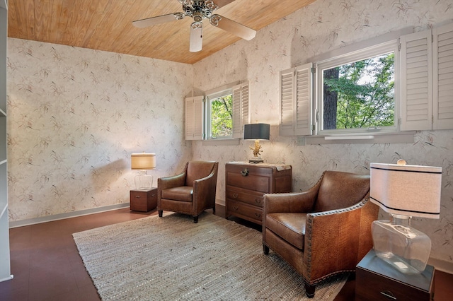 2554 Crestwood Dr, Chattanooga, TN 37415 - sitting room with wood ceiling and ceiling fan