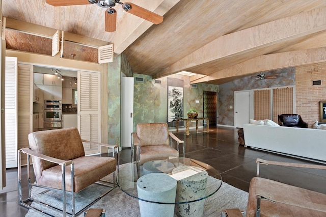 2554 Crestwood Dr, Chattanooga, TN 37415 - living area with ceiling fan, lofted ceiling, and wooden ceiling