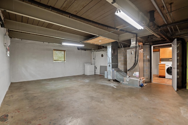 2554 Crestwood Dr, Chattanooga, TN 37415 - basement featuring washer / dryer and heating unit