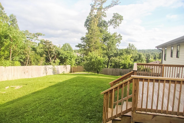 2730 Windthrush Dr, Chattanooga, TN 37421 - fenced backyard featuring stairway and a wooden deck