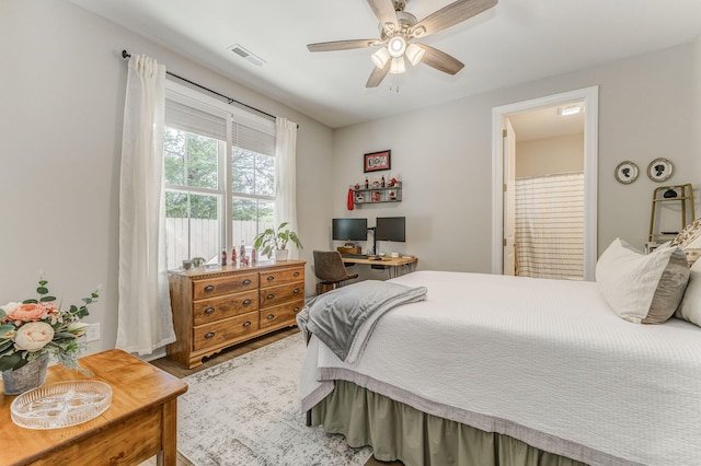 320 Kempton Ln Unit 2, Dalton, GA 30721 - bedroom featuring an office area, wood finished floors, and a ceiling fan