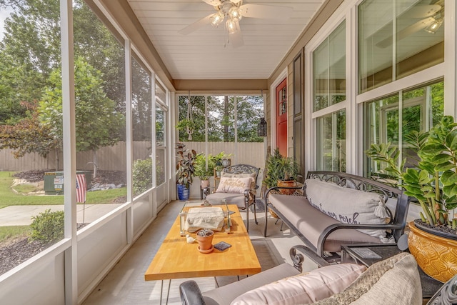 320 Kempton Ln Unit 2, Dalton, GA 30721 - sunroom featuring ceiling fan, plenty of natural light, and an outdoor living space