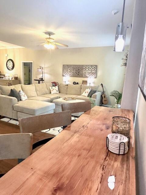8041 Hamilton Mill Dr, Chattanooga, TN 37421 - living room with ceiling fan and wood finished floors