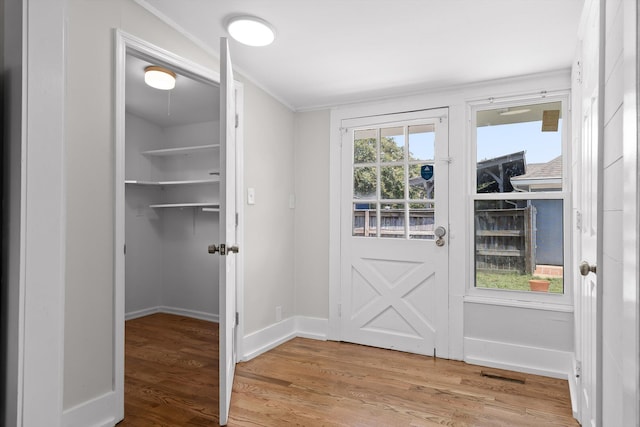 6863 Standifer Gap Rd, Chattanooga, TN 37421 - entryway with light wood-style flooring and ornamental molding