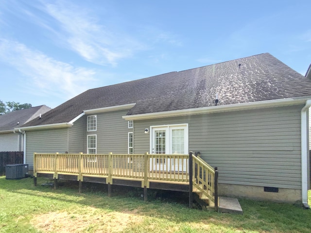 1783 Andover Pl, Chattanooga, TN 37421 - back of house with a wooden deck, a yard, crawl space, and a shingled roof