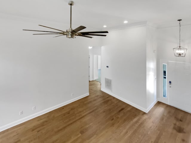 1783 Andover Pl, Chattanooga, TN 37421 - entrance foyer with wood finished floors, recessed lighting, ceiling fan, a chandelier, and crown molding