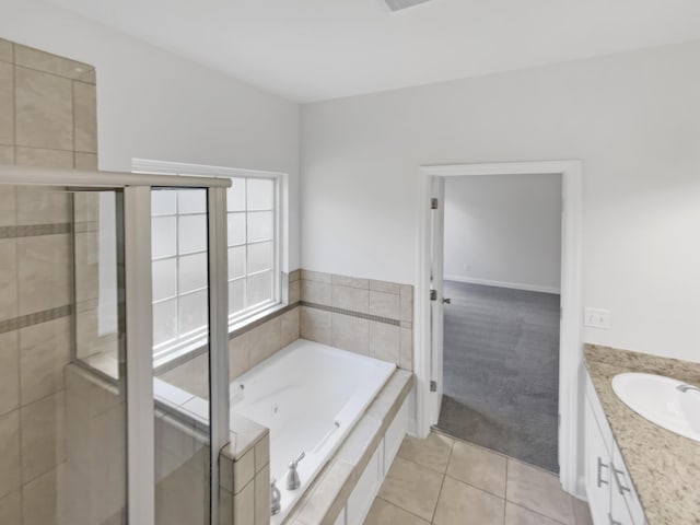 1783 Andover Pl, Chattanooga, TN 37421 - full bath featuring a tub with jets, tile patterned flooring, vanity, and a stall shower